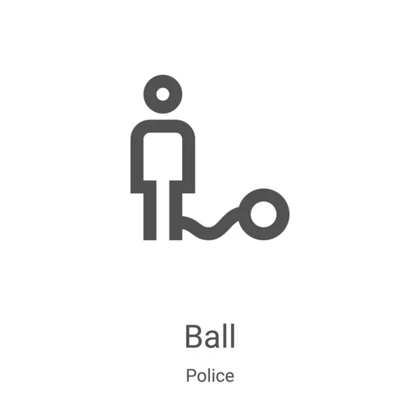 Φορέας εικονίδιο μπάλα από τη συλλογή της αστυνομίας. Λεπτή γραμμή περίγραμμα εικόνα διάνυσμα περίγραμμα μπάλα. Γραμμικό σύμβολο για χρήση σε εφαρμογές web και mobile, λογότυπο, έντυπα μέσα — Διανυσματικό Αρχείο