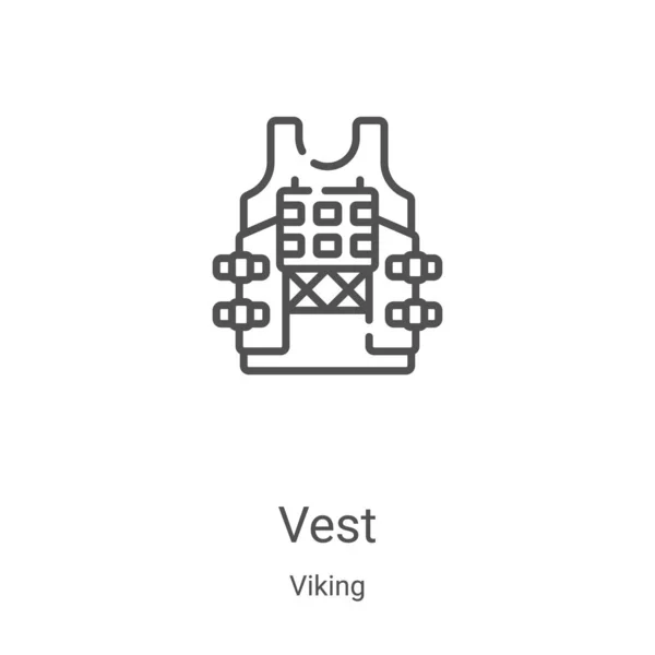 Vector icono chaleco de la colección vikinga. Ilustración de vector de icono de contorno de chaleco de línea delgada. Símbolo lineal para su uso en aplicaciones web y móviles, logotipo, medios impresos — Vector de stock