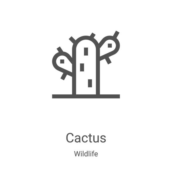 Cactus icon vector from wildlife collection. Thin line cactus outline icon vector illustration. Linear symbol for use on web and mobile apps, logo, print media — Stock Vector