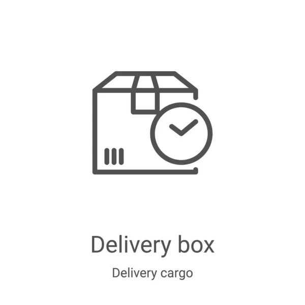 Значок коробки доставки вектор з збірки вантажів. Тонка коробка доставки лінії контур значок Векторні ілюстрації. Лінійний символ для використання у веб- та мобільних додатках, логотипі, друкованих засобах масової інформації — стоковий вектор