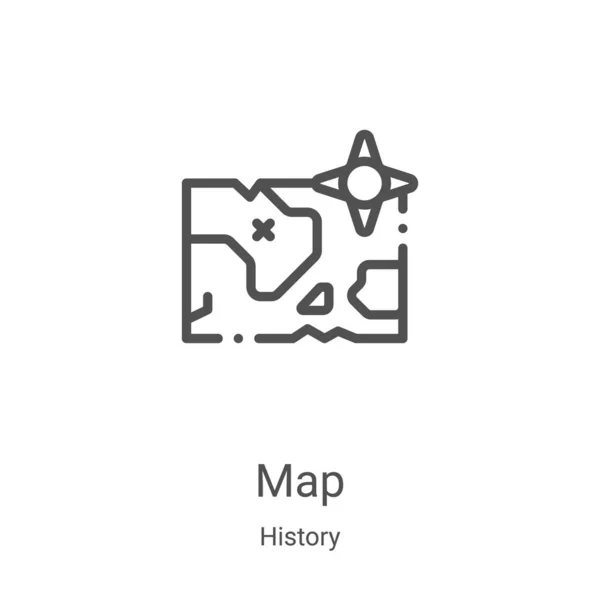 Vector icono de mapa de la colección de historia. Ilustración de vector de icono de esquema de mapa de línea delgada. Símbolo lineal para su uso en aplicaciones web y móviles, logotipo, medios impresos — Vector de stock