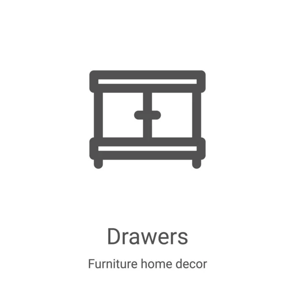 Mobilya ev dekoru koleksiyonundan çekmece ikonu vektörü. İnce çizgili çekmeceler ana hatlı ikon vektör çizimleri. Web ve mobil uygulamalarda kullanmak için doğrusal sembol, logo, yazdırma ortamı — Stok Vektör