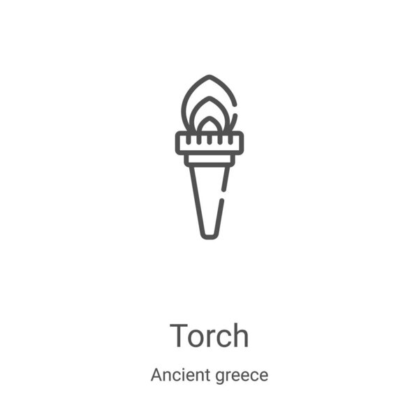torch icon vector from ancient greece collection. Thin line torch outline icon vector illustration. Linear symbol for use on web and mobile apps, logo, print media