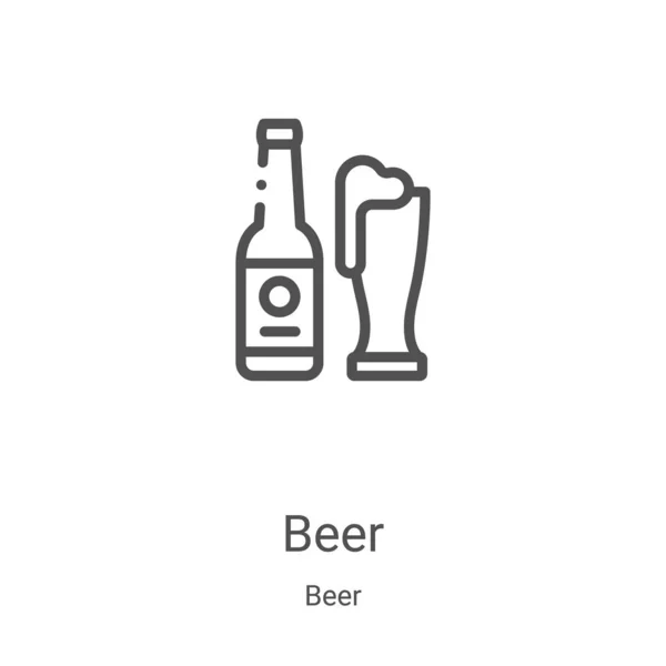 Wektor ikony piwa z kolekcji piwa. Cienkie piwo zarys ikony wektor ilustracji. Symbol liniowy do stosowania w aplikacjach internetowych i mobilnych, logo, mediach drukowanych — Wektor stockowy