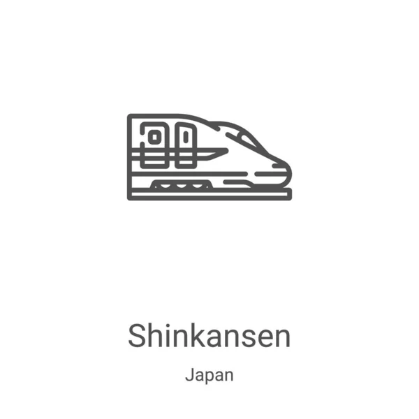 Вінкансен - вектор ікони з колекції джапа. Тонка лінія shinkansen окреслює зображення вектора ікони. Лінійний символ для використання в веб і мобільних додатках, логотипі, друкованих виданнях — стоковий вектор