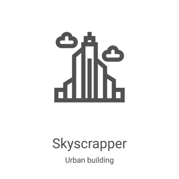 Wolkenkratzer-Symbolvektor aus der städtischen Bausammlung. dünne Linie Wolkenkratzer umreißen Symbol-Vektor-Illustration. Lineares Symbol für Web- und Mobile-Apps, Logo, Printmedien — Stockvektor