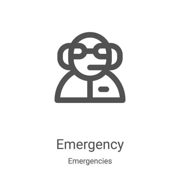 Vetor de ícone de emergência da coleção de emergências. Ilustração de vetor de ícone de contorno de emergência de linha fina. Símbolo linear para uso em aplicativos web e móveis, logotipo, mídia impressa — Vetor de Stock
