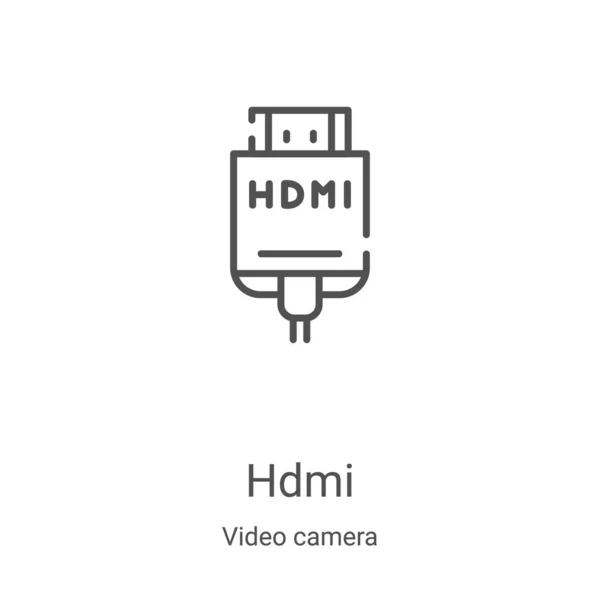Hdmi icon vector from video camera collection. Thin line hdmi outline icon vector illustration. Linear symbol for use on web and mobile apps, logo, print media — ストックベクタ