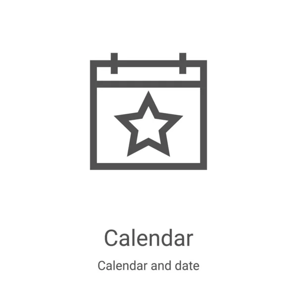 Kalender-Icon-Vektor aus Kalender- und Datumsammlung. dünne Linie Kalender umreißt Symbol-Vektor-Illustration. Lineares Symbol für Web- und Mobile-Apps, Logo, Printmedien — Stockvektor