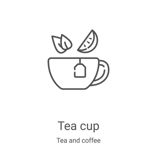 Vetor ícone xícara de chá da coleção de chá e café. Linha fina copo de chá esboço ícone vetor ilustração. Símbolo linear para uso em aplicativos web e móveis, logotipo, mídia impressa — Vetor de Stock