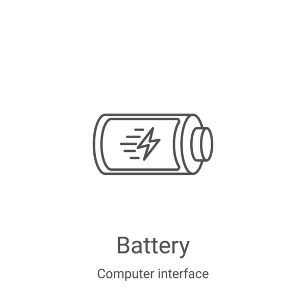 Battery icon vector from computer interface collection. Thin line battery outline icon vector illustration. Linear symbol for use on web and mobile apps, logo, print media — ストックベクタ
