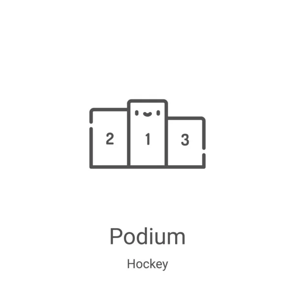 Podium vector icono de la colección de hockey. Ilustración de vector de icono de contorno de podio de línea delgada. Símbolo lineal para su uso en aplicaciones web y móviles, logotipo, medios impresos — Vector de stock