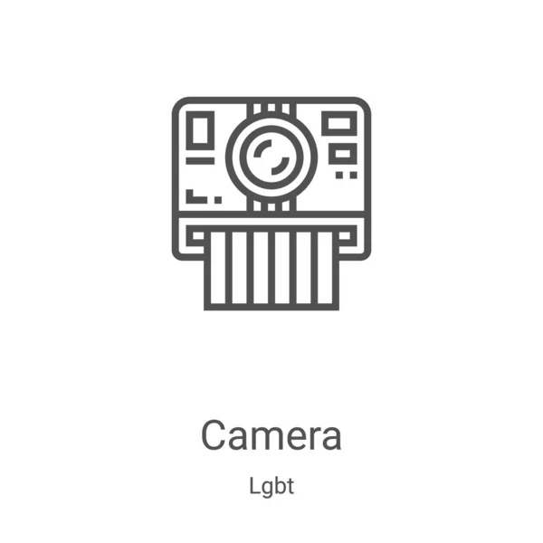 Kamera-Symbolvektor aus der lgbt-Sammlung. dünne Linie Kamera umreißt Symbol-Vektor-Illustration. Lineares Symbol für Web- und Mobile-Apps, Logo, Printmedien — Stockvektor