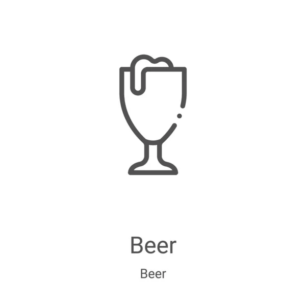Vector icono de la cerveza de la colección de cerveza. Ilustración vectorial delgada línea cerveza contorno icono. Símbolo lineal para su uso en aplicaciones web y móviles, logotipo, medios impresos — Archivo Imágenes Vectoriales
