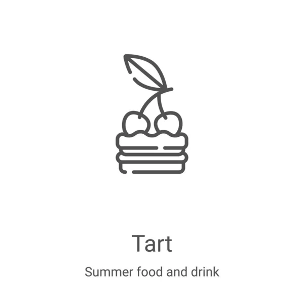 Tarta vector icono de la colección de alimentos y bebidas de verano. Delgada línea tarta contorno icono vector ilustración. Símbolo lineal para su uso en aplicaciones web y móviles, logotipo, medios impresos — Vector de stock