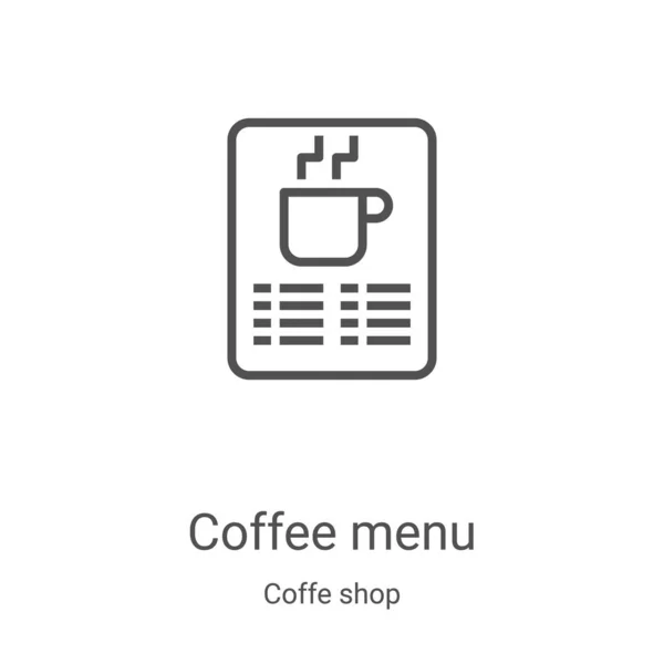 커피 샵 콜렉션의 커피 메뉴 아이콘 벡터. 얇은 선 커피 메뉴 윤곽 아이콘 벡터 일러스트. 웹 과 모바일 앱에 사용하기 위한 선형 심볼, 로고, 인쇄 미디어 — 스톡 벡터