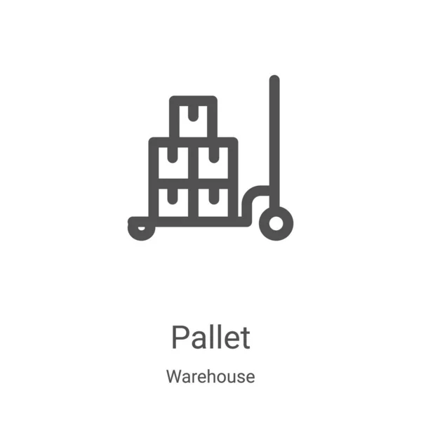 Vecteur d'icône de palette de la collection d'entrepôt. Illustration vectorielle d'icône de contour de palette de ligne mince. Symbole linéaire pour utilisation sur applications web et mobiles, logo, médias imprimés — Image vectorielle