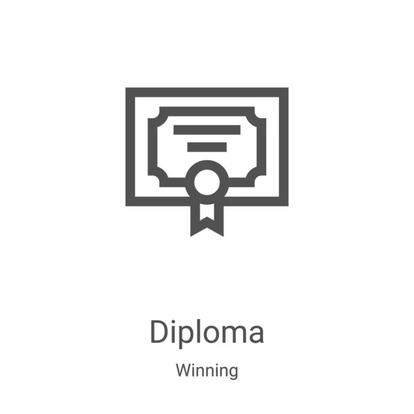 Diploma vector icono de la colección ganadora. Diploma de línea delgada esquema icono ilustración vectorial. Símbolo lineal para su uso en aplicaciones web y móviles, logotipo, medios impresos — Vector de stock