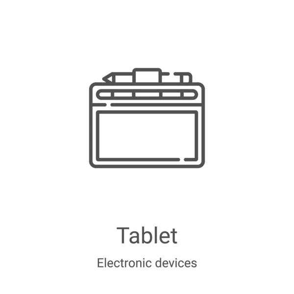 Tablet-Symbolvektor aus der Sammlung elektronischer Geräte. dünne Linie Tablet umreißt Symbol-Vektor-Illustration. Lineares Symbol für Web- und Mobile-Apps, Logo, Printmedien — Stockvektor