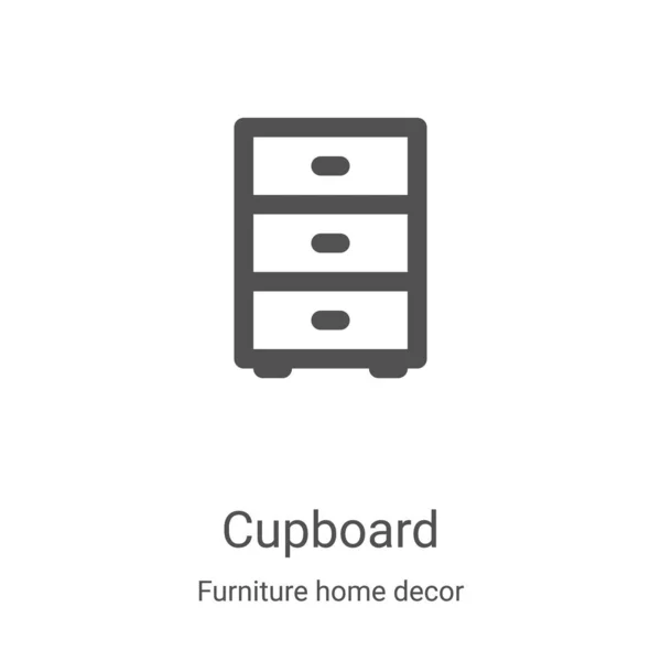 Вектор значка шкафа из коллекции мебели домашнего декора. Иллюстрация вектора значка тонкой линии шкафа. Линейный символ для использования в веб и мобильных приложениях, логотипе, печатных СМИ — стоковый вектор