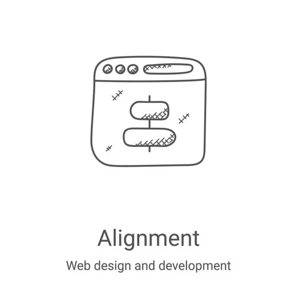 Alignment icon vector from web design and development collection. Thin line alignment outline icon vector illustration. Linear symbol for use on web and mobile apps, logo, print media — Stock Vector