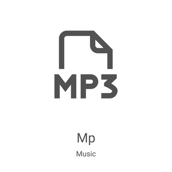 Mp ikon vektor zenei gyűjtemény. Vékony vonal mp vázlat ikon vektor illusztráció. Lineáris szimbólum webes és mobil alkalmazásokhoz, logóhoz, nyomtatott médiához — Stock Vector