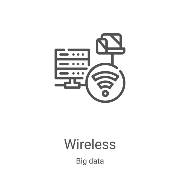 Vector de icono inalámbrico de la recopilación de big data. Ilustración de vectores de iconos de esquema inalámbrico de línea delgada. Símbolo lineal para su uso en aplicaciones web y móviles, logotipo, medios impresos — Vector de stock