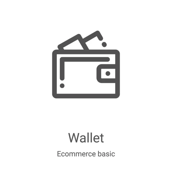 Wallet Icon Vektor aus der E-Commerce Basissammlung. dünne Linie Brieftasche umreißt Symbol Vektor Illustration. Lineares Symbol für Web- und Mobile-Apps, Logo, Printmedien — Stockvektor