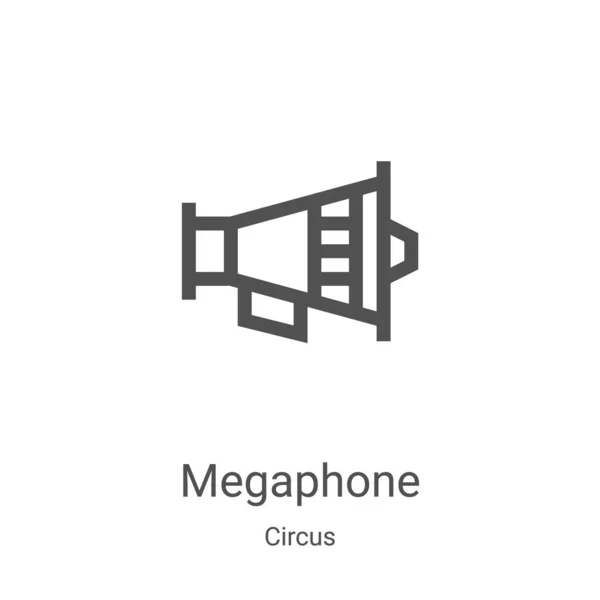 Vector icono de megáfono de la colección de circo. Ilustración de vectores de iconos de contorno de megáfono de línea delgada. Símbolo lineal para su uso en aplicaciones web y móviles, logotipo, medios impresos — Vector de stock