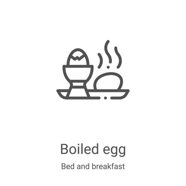Huevo hervido vector icono de cama y desayuno colección. Ilustración vectorial delgada línea huevo hervido contorno icono. Símbolo lineal para su uso en aplicaciones web y móviles, logotipo, medios impresos — Archivo Imágenes Vectoriales