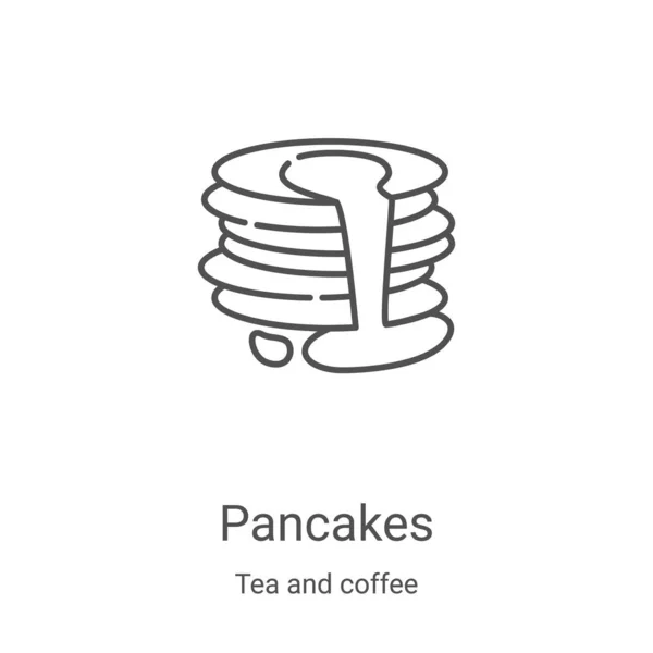 Pancake icona vettore dalla collezione di tè e caffè. Linea sottile frittelle contorno icona vettoriale illustrazione. Simbolo lineare per l'utilizzo su applicazioni web e mobili, logo, supporti di stampa — Vettoriale Stock