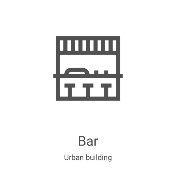 Icono de barra vector de la colección de edificios urbanos. Línea delgada barra contorno icono vector ilustración. Símbolo lineal para su uso en aplicaciones web y móviles, logotipo, medios impresos — Vector de stock