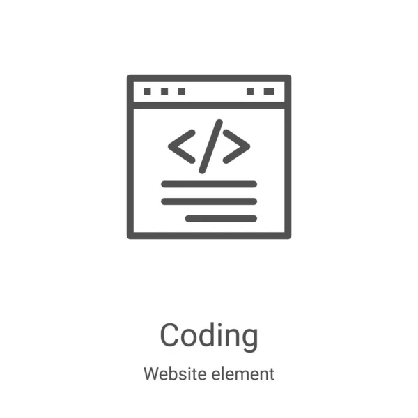 Кодирование вектора значков из коллекции элементов сайта. Тонкая линия кодирования очертания иконки вектора иллюстрации. Линейный символ для использования в веб и мобильных приложениях, логотипе, печатных СМИ — стоковый вектор