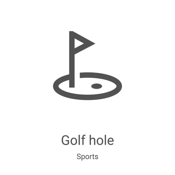 Golf trou icône vecteur de la collection de sport. Illustration vectorielle d'icône de contour de trou de golf mince ligne. Symbole linéaire pour utilisation sur applications web et mobiles, logo, médias imprimés — Image vectorielle