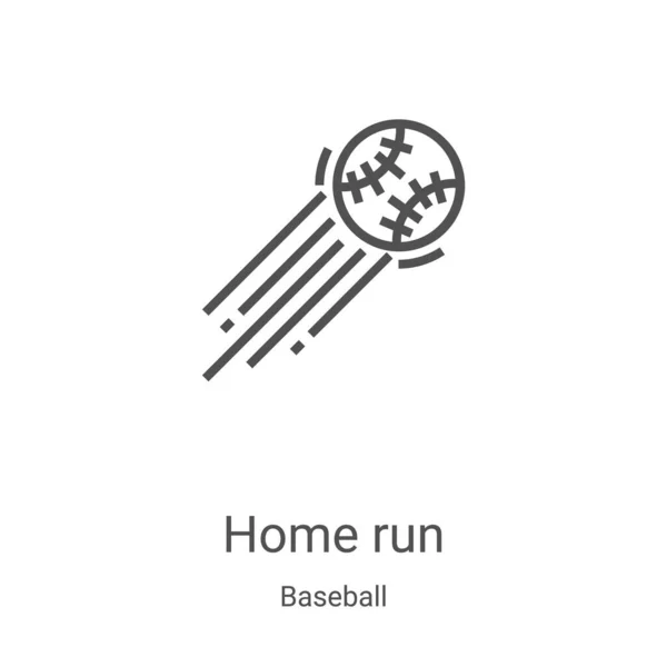 Home run vector icono de la colección de béisbol. Ilustración de vectores de iconos de contorno de cuadrangulares delgados. Símbolo lineal para su uso en aplicaciones web y móviles, logotipo, medios impresos — Vector de stock