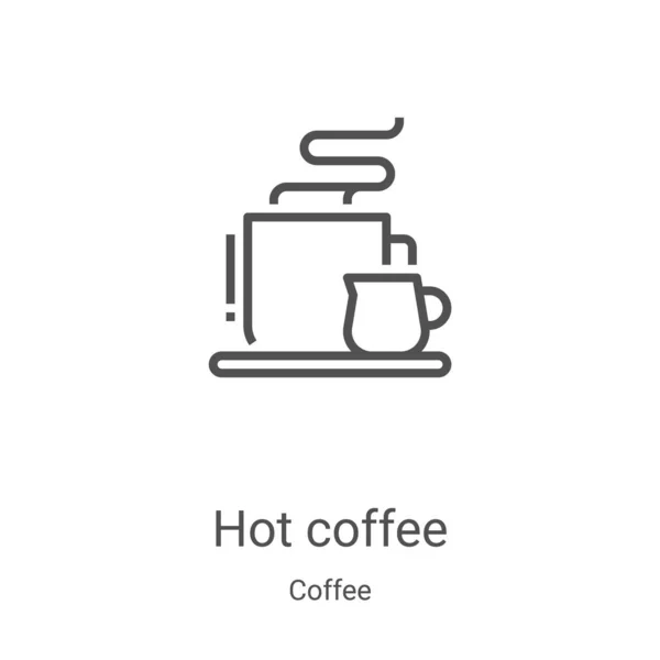 Horká kávová ikona vektor z kolekce kávy. Tenká čára horké kávy obrys ikony vektorové ilustrace. Lineární symbol pro použití na webových a mobilních aplikacích, logu, tiskových médiích — Stockový vektor