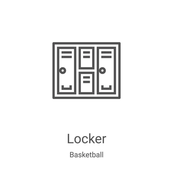 Вектор значка шкафчика из коллекции баскетбола. Тонкая линия шкафчика очертания иконки вектора иллюстрации. Линейный символ для использования в веб и мобильных приложениях, логотипе, печатных СМИ — стоковый вектор