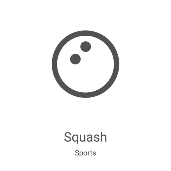 Squash ikon vektor sport gyűjtemény. Vékony vonal squash vázlat ikon vektor illusztráció. Lineáris szimbólum webes és mobil alkalmazásokhoz, logóhoz, nyomtatott médiához — Stock Vector