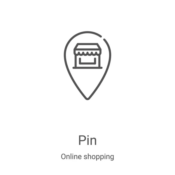 Pin-Icon-Vektor aus Online-Shopping-Sammlung. dünne Linie Pinumrandung Symbolvektorabbildung. Lineares Symbol für Web- und Mobile-Apps, Logo, Printmedien — Stockvektor