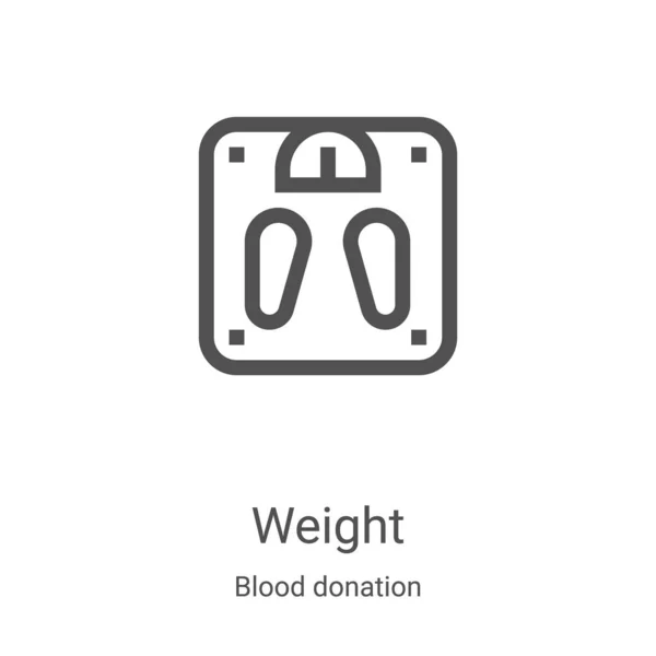 Vector icono de peso de la recolección de donación de sangre. Ilustración de vector de icono de contorno de peso de línea delgada. Símbolo lineal para su uso en aplicaciones web y móviles, logotipo, medios impresos — Vector de stock