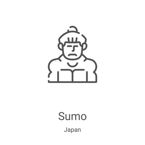 Διάνυσμα εικονιδίων sumo από τη συλλογή της Ιαπωνίας. Λεπτή γραμμή περίγραμμα περίγραμμα εικονίδιο διανυσματική απεικόνιση. Γραμμικό σύμβολο για χρήση σε εφαρμογές web και mobile, λογότυπο, έντυπα μέσα — Διανυσματικό Αρχείο