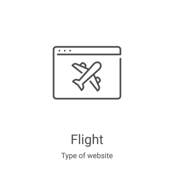 Vector icono de vuelo del tipo de colección del sitio web. Icono de esquema de vuelo en línea delgada ilustración vectorial. Símbolo lineal para su uso en aplicaciones web y móviles, logotipo, medios impresos — Vector de stock