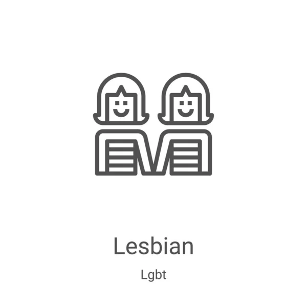 Vector icono lesbiana de la colección lgbt. Ilustración de vector de icono de esquema lésbico de línea delgada. Símbolo lineal para su uso en aplicaciones web y móviles, logotipo, medios impresos — Archivo Imágenes Vectoriales