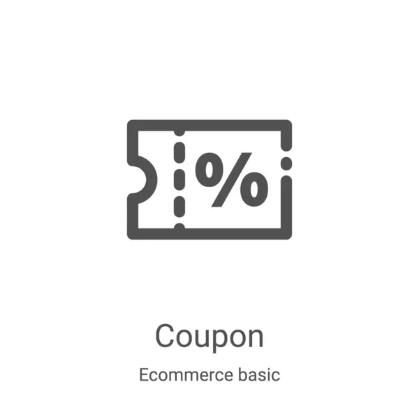 Coupon icoon vector van e-commerce basiscollectie. Dunne lijn coupon overzicht pictogram vector illustratie. Lineair symbool voor gebruik op web- en mobiele apps, logo, printmedia — Stockvector