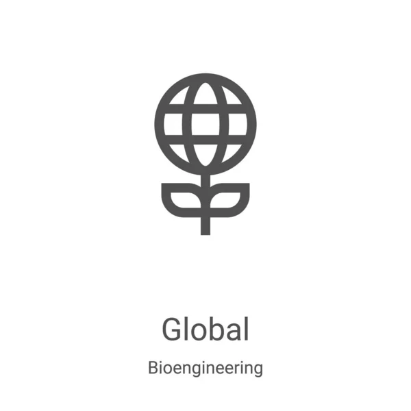 Vector de icono global de la colección de bioingeniería. Ilustración de vectores de iconos de esquema global de línea delgada. Símbolo lineal para su uso en aplicaciones web y móviles, logotipo, medios impresos — Vector de stock