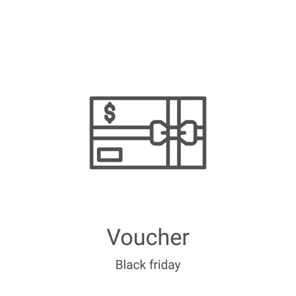 Voucher ikon vektor från svart fredag samling. Tunn linje kupong kontur ikon vektor illustration. Linjär symbol för användning på webben och mobilappar, logotyp, tryckta medier — Stock vektor