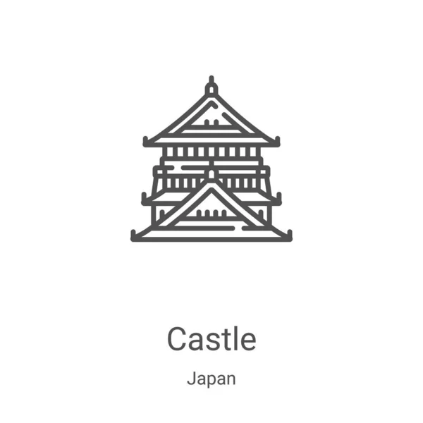 Castillo icono vector de la colección de Japón. Ilustración de vectores de iconos delgada línea castillo contorno. Símbolo lineal para su uso en aplicaciones web y móviles, logotipo, medios impresos — Vector de stock