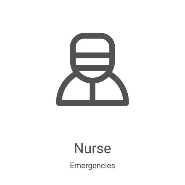 Enfermeira ícone vetor de coleta de emergências. Linha fina enfermeira esboço ícone vetor ilustração. Símbolo linear para uso em aplicativos web e móveis, logotipo, mídia impressa — Vetor de Stock
