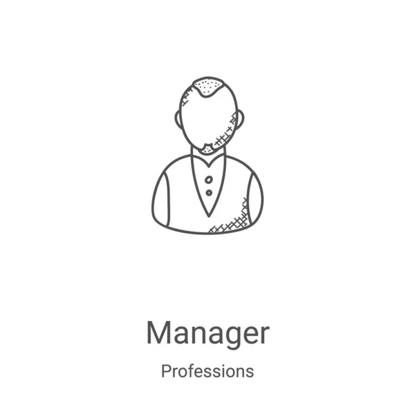 Manager icoon vector van beroepen collectie. Dunne lijn manager schets icoon vector illustratie. Lineair symbool voor gebruik op web- en mobiele apps, logo, printmedia — Stockvector
