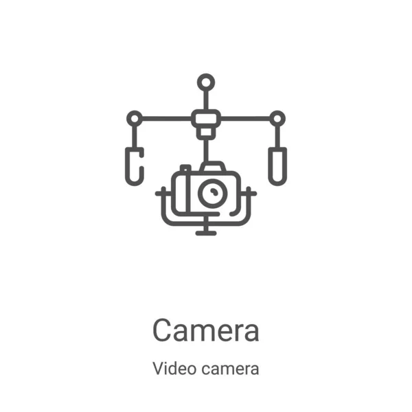 Camera icon vector from video camera collection. Thin line camera outline icon vector illustration. Linear symbol for use on web and mobile apps, logo, print media — ストックベクタ